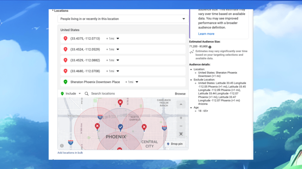 create the geofence exclusion zones